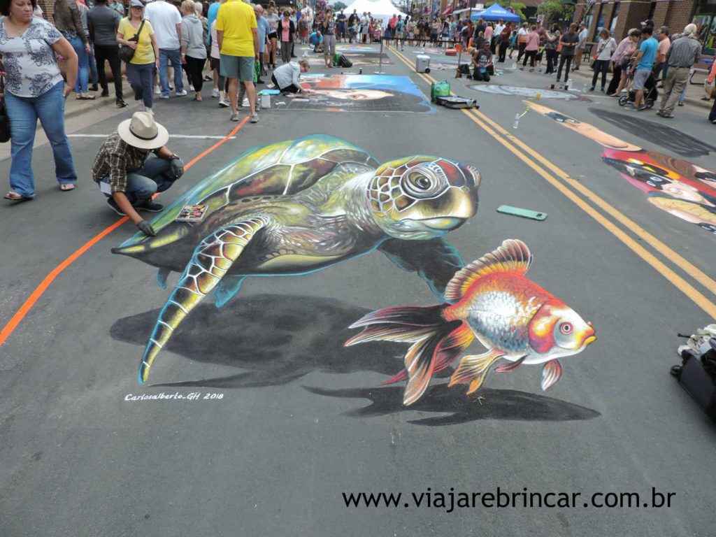 Chalk Art Festival- Pintura com giz no chão nos Estados Unidos