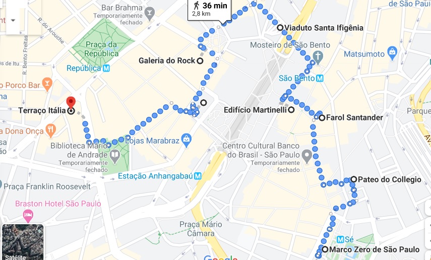 Mapa Centro Histórico de São Paulo