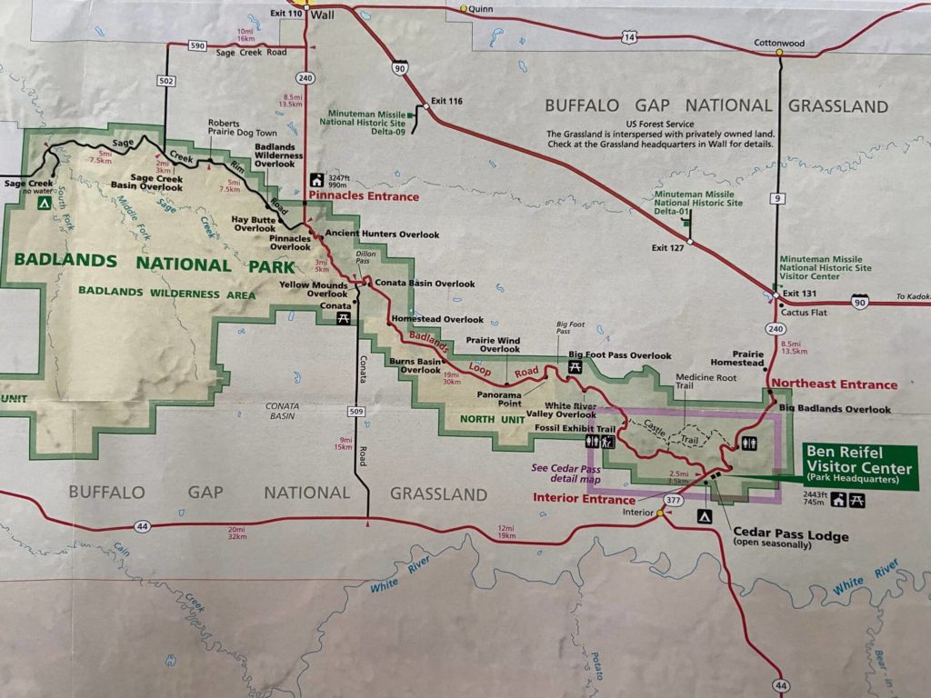 Mapa Parque Nacional de Badlands