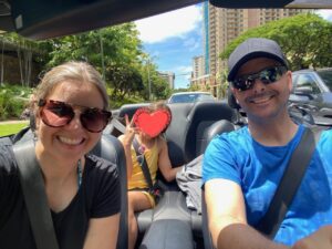 Alugamos um carro conversivel no Havaí