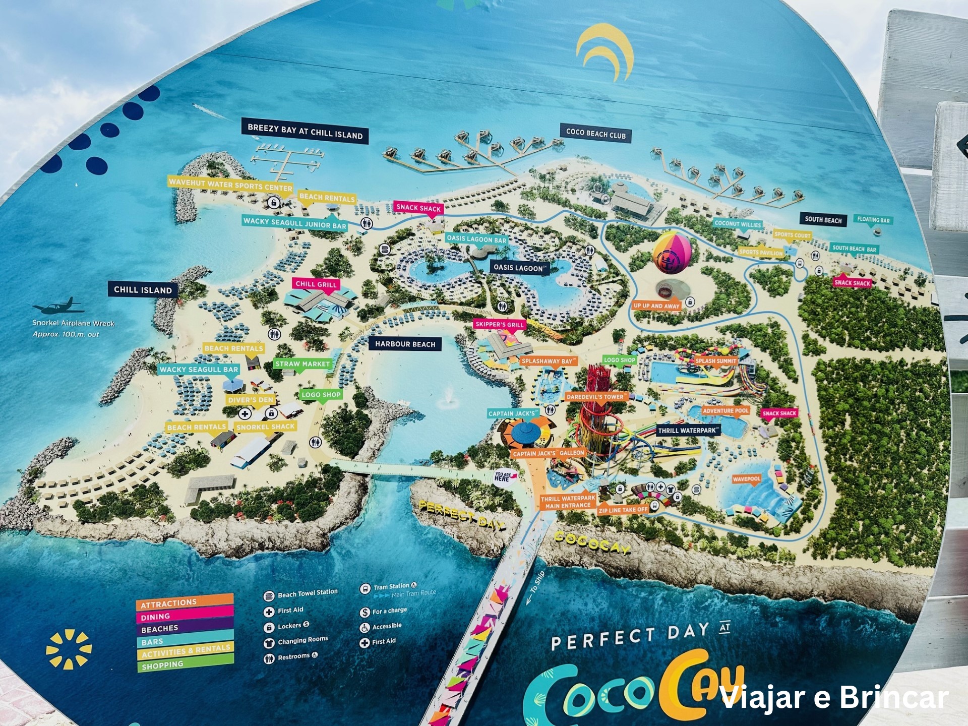 Mapa de CocoCay nas Bahamas